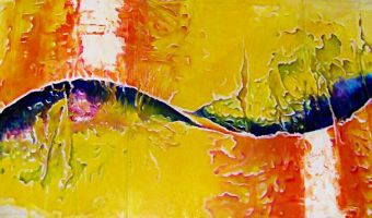 Jeans-Art Kunstwerk 'Die Welle' von Harald Wolf